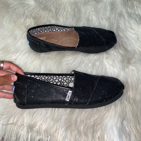 Toms Shoes - Black sparkly Toms bling 7.5